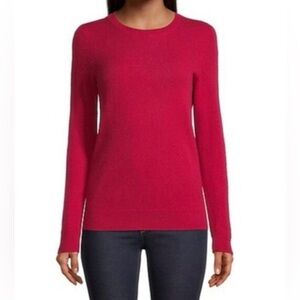 LORD & TAYLOR 100% Merino Wool Crewneck Sweater Red Long Sleeve Size PM